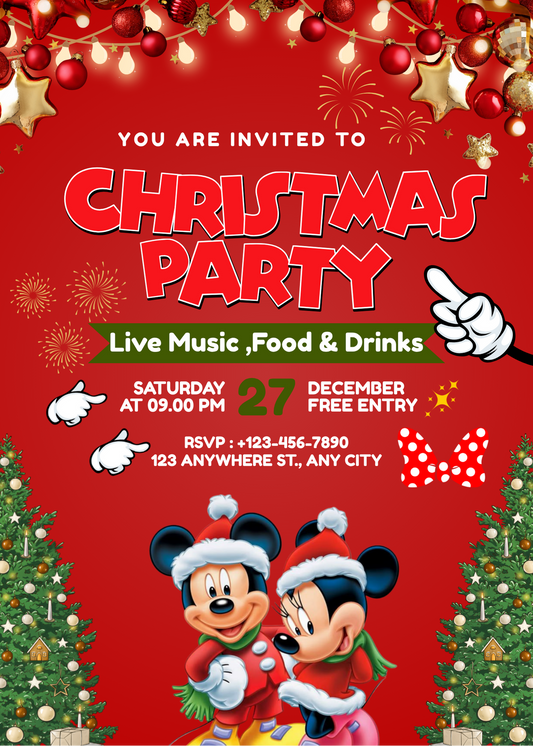 Mickey & Minnie Christmas Template | Ideal for Christmas Parties ❤️💚🐭🎀🎄✨