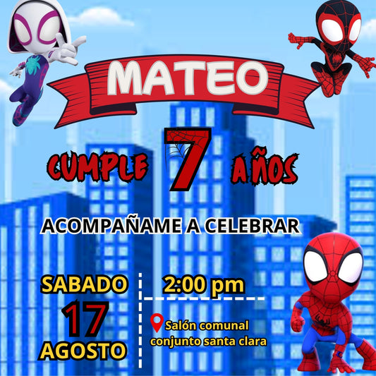 Invitación Spiderman Editable | Cumpleaños Infantil 🕷🕸✨🎉⚡