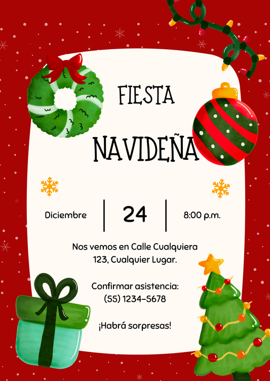 Plantilla Fiesta Navideña | Ideal para Christmas Parties ❤️💚🎄🎁✨