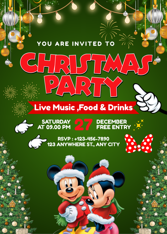 Mickey & Minnie Christmas Template | Ideal for Christmas Parties ❤️💚🐭🎀🎄✨