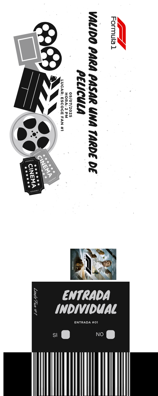 🏎️🎟️ Plantilla Entrada de Cine F1 | Ideal para Regalos y Fiestas de Fans 💨🎬⭐🔥