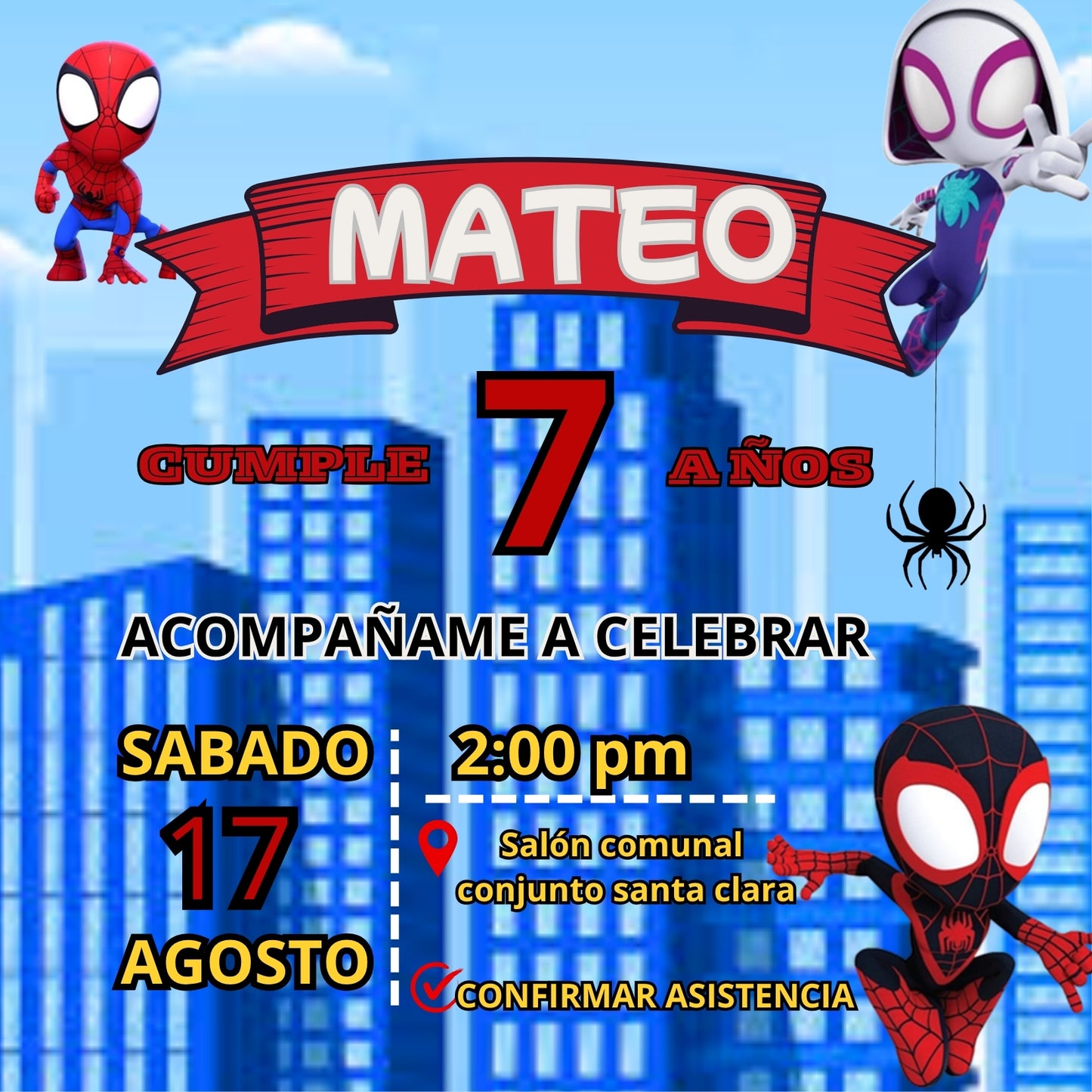 Invitación Spiderman Editable | Cumpleaños Infantil 🕷🕸✨🎉⚡