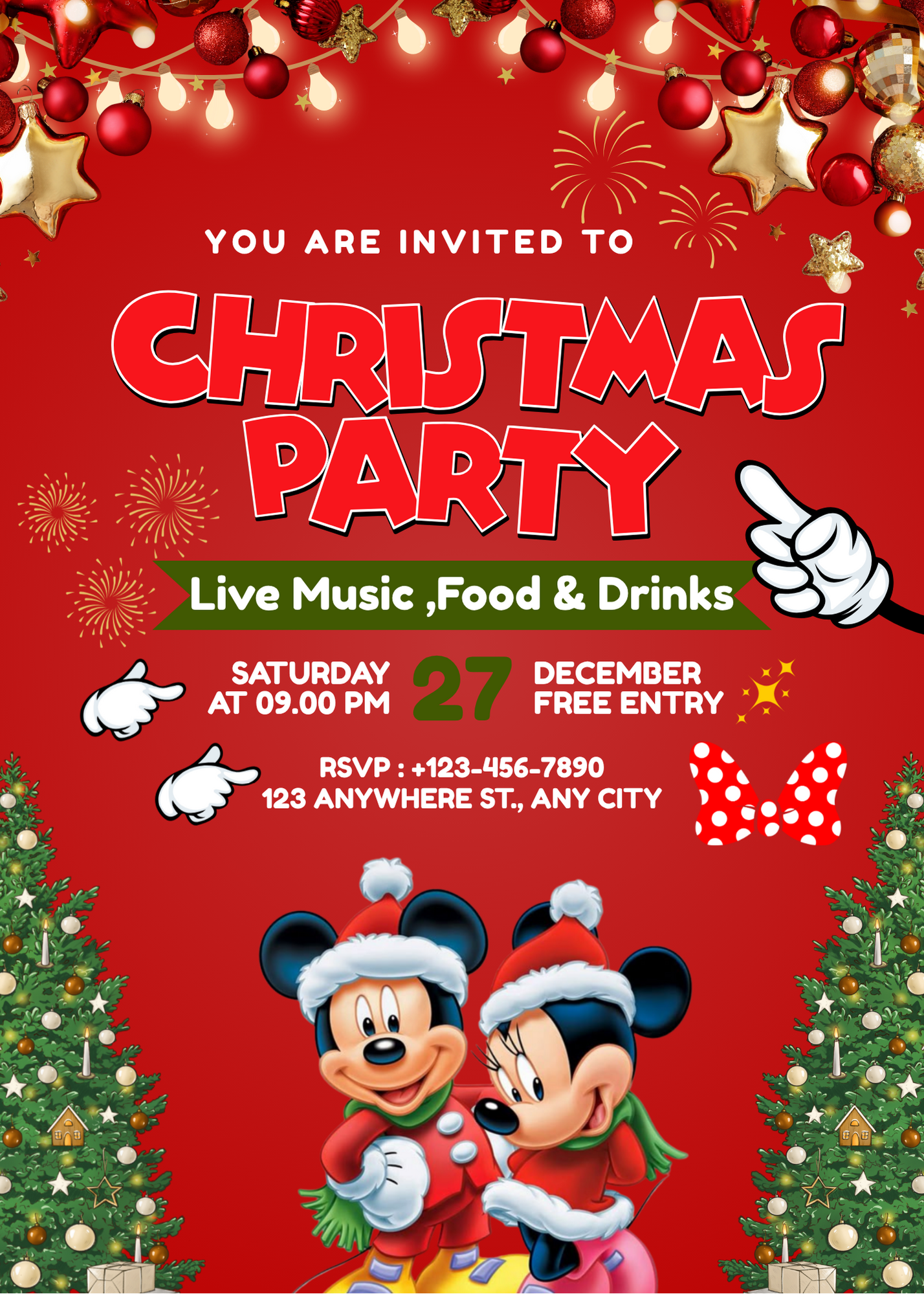 Mickey & Minnie Christmas Template | Ideal for Christmas Parties ❤️💚🐭🎀🎄✨