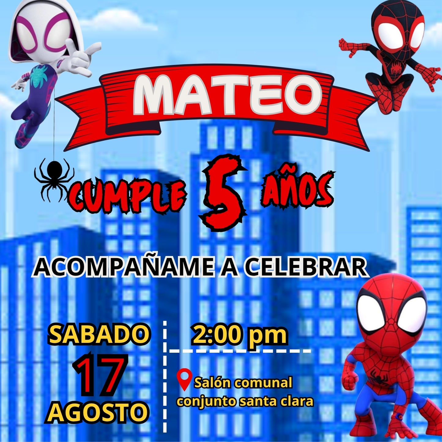 Invitación Spiderman Editable | Cumpleaños Infantil 🕷🕸✨🎉⚡