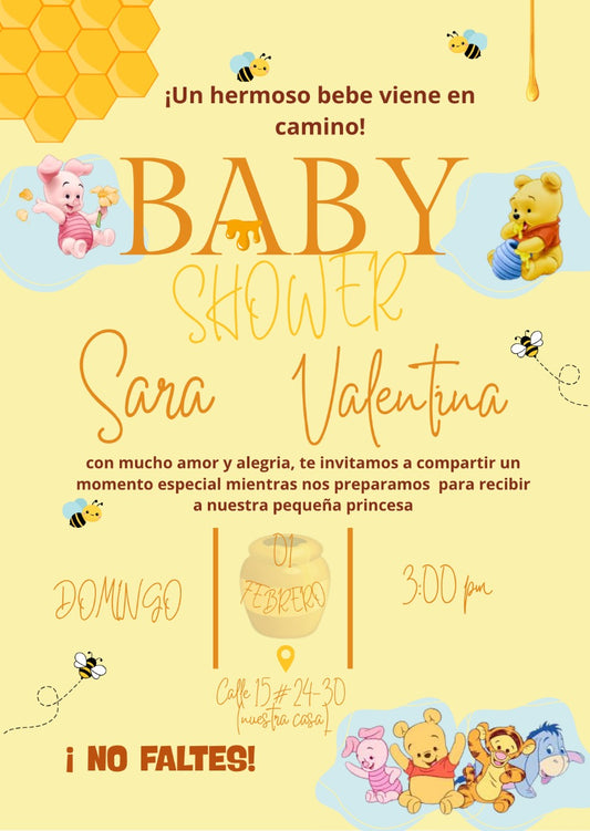 Plantilla Winnieh Pooh Baby Shower | Ideal para Fiestas 💛🌻🐝🌼🍯🧸