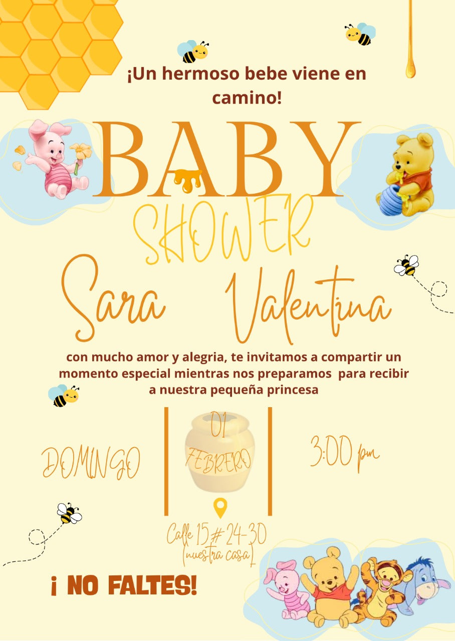 Plantilla Winnieh Pooh Baby Shower | Ideal para Fiestas 💛🌻🐝🌼🍯🧸