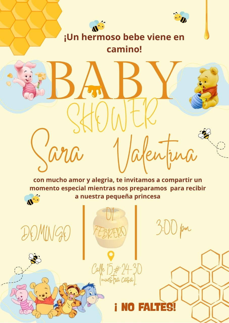 Plantilla Winnieh Pooh Baby Shower | Ideal para Fiestas 💛🌻🐝🌼🍯🧸