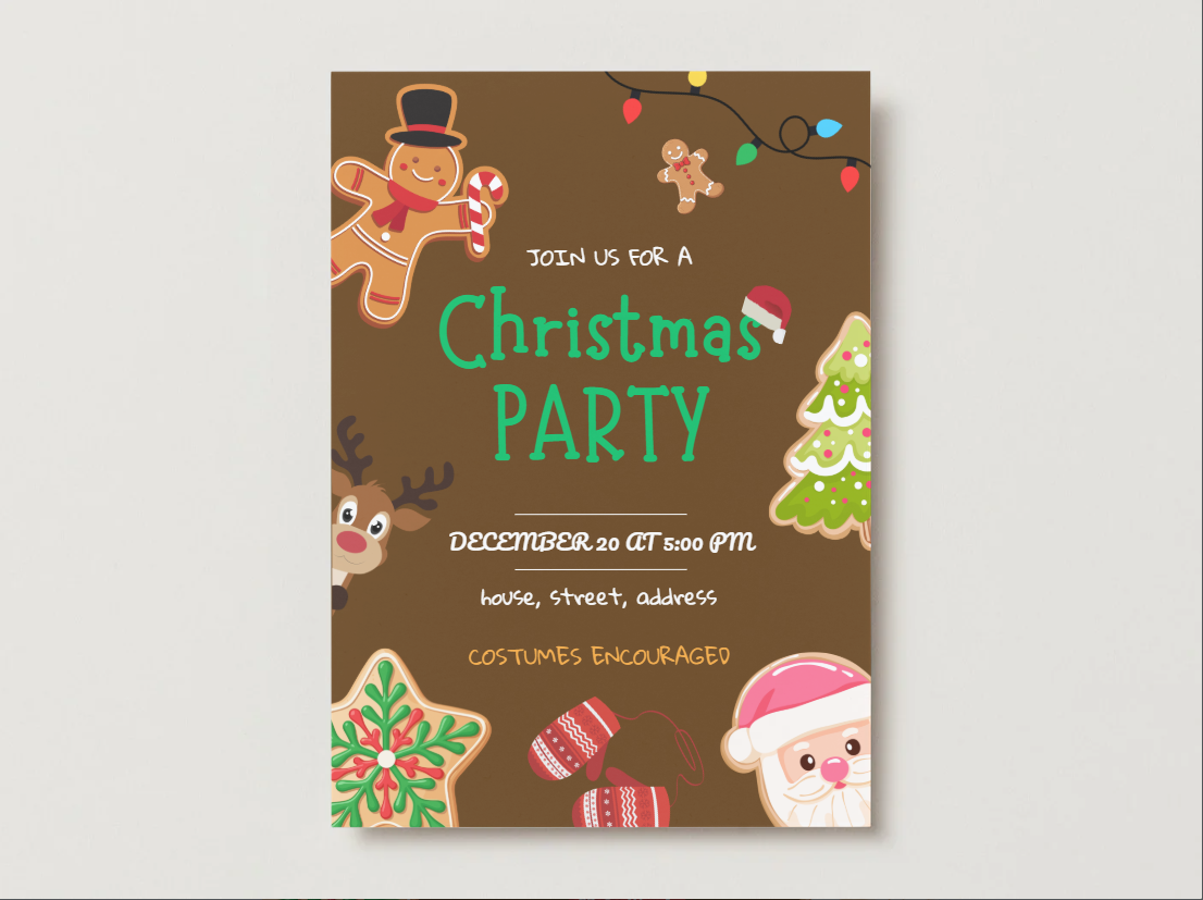 Plantilla Editable Navidad Galletas | Ideal para Christmas Parties ❤️💚🍪🎄🦌✨