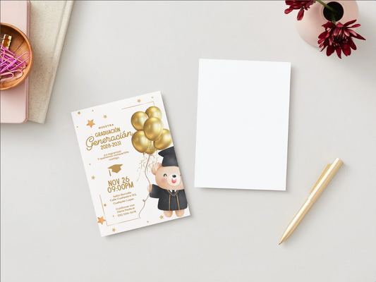 ✨🎓 Plantilla Osito Dorado de Graduación | Perfecta para Fiestas y Recuerdos 💛🎈🌟🧸