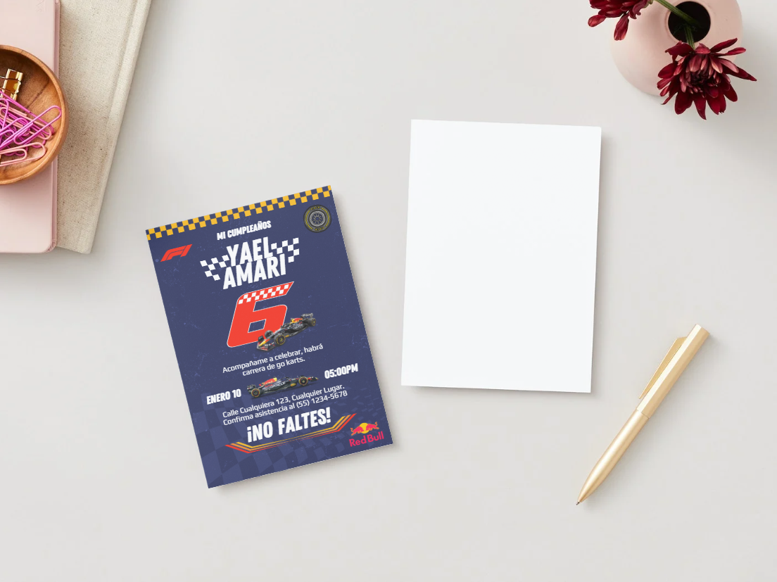 🏎️ Plantilla Cumpleaños F1 Red Bull Racing | Velocidad, Diversión y Energía 💙💛🔴⚡