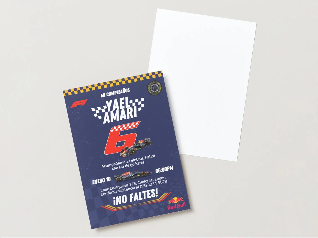 🏎️ Plantilla Cumpleaños F1 Red Bull Racing | Velocidad, Diversión y Energía 💙💛🔴⚡