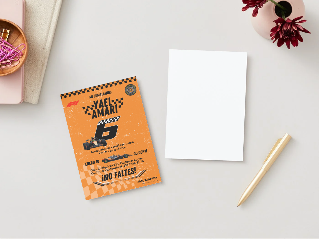 🏁 Plantilla Cumpleaños F1 McLaren | ¡Velocidad, Diversión y Estilo Naranja! 🧡🏎️⚡