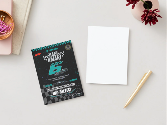 💎 Plantilla Cumpleaños F1 Mercedes AMG Petronas | Velocidad, Elegancia y Potencia ⚫💚🏎️✨