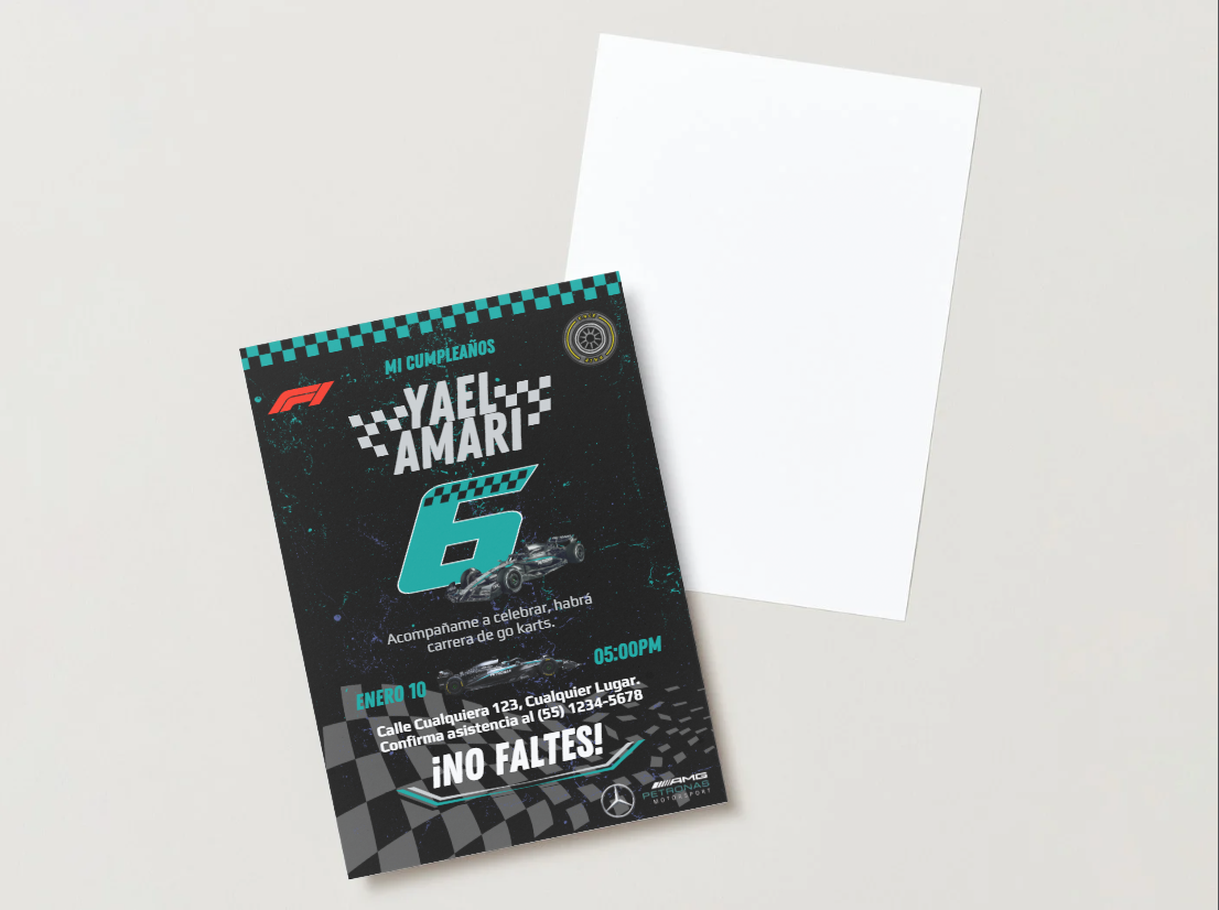 💎 Plantilla Cumpleaños F1 Mercedes AMG Petronas | Velocidad, Elegancia y Potencia ⚫💚🏎️✨