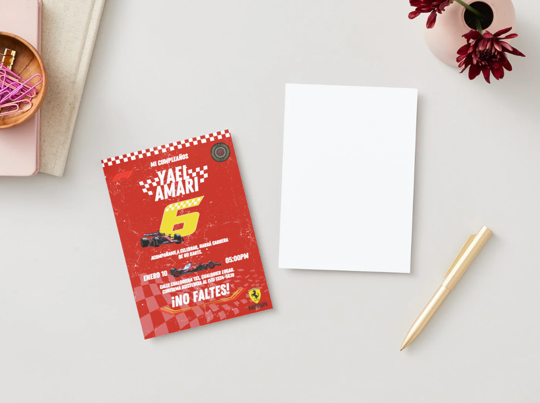🏎️ Plantilla Cumpleaños F1 Ferrari | Pasión, Velocidad y Estilo Italiano 🔴🏁💛🔥
