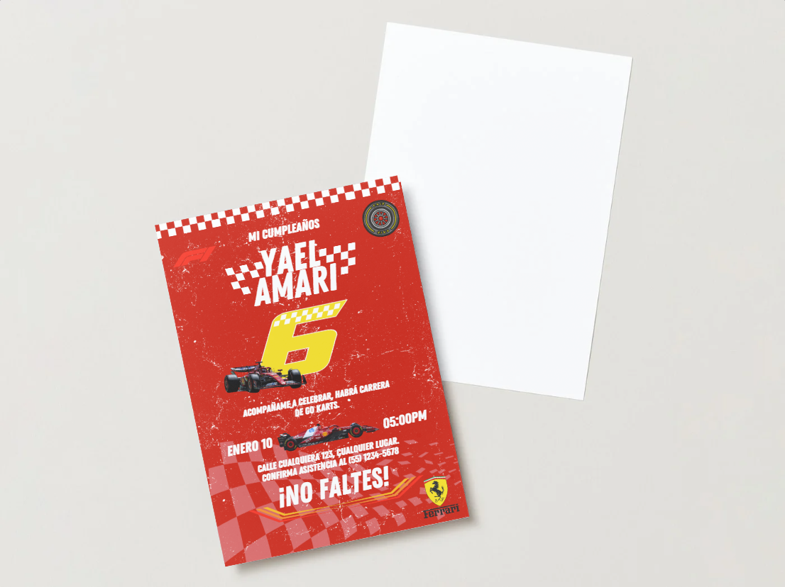 🏎️ Plantilla Cumpleaños F1 Ferrari | Pasión, Velocidad y Estilo Italiano 🔴🏁💛🔥