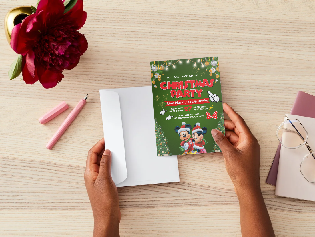 Mickey & Minnie Christmas Template | Ideal for Christmas Parties ❤️💚🐭🎀🎄✨
