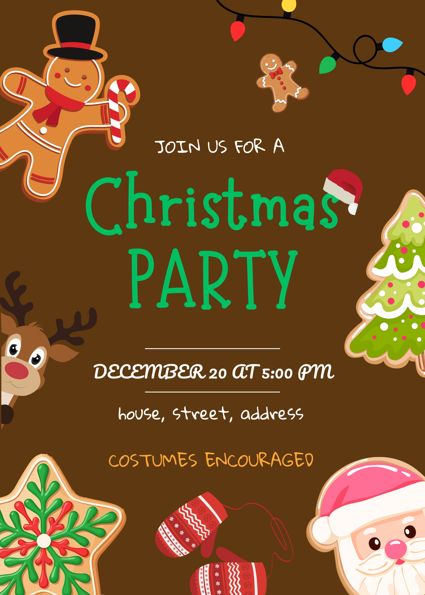 Plantilla Editable Navidad Galletas | Ideal para Christmas Parties ❤️💚🍪🎄🦌✨